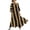 A Gold, variant on Women's Dresses Women's V-Neck Striped Print Three-Quarter Sleeve Maxi Dress Bohemian Flowy Casual Black L