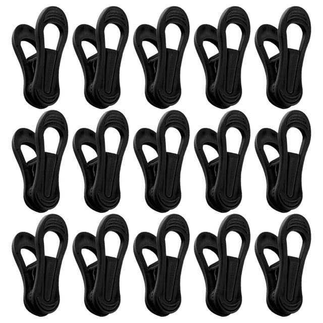 Miangastore 25 Pcs Plastic Towel Clips Bright Color Multi-purpose Windproof Clothespin Clothes Drying Hanger for Clothesline Utility (Black)