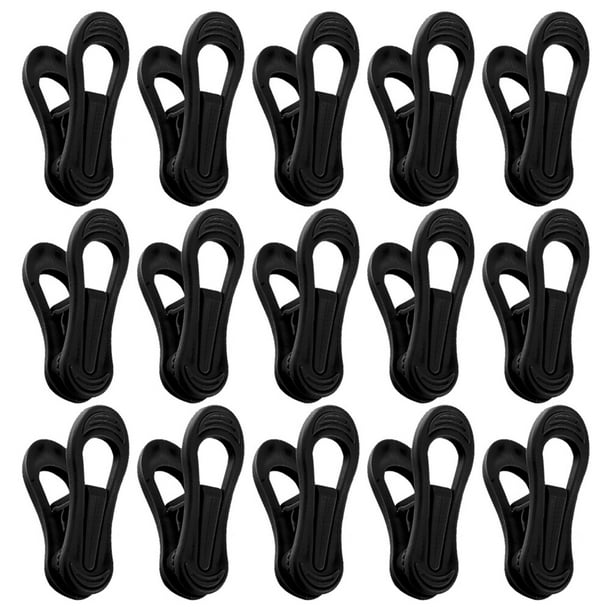 25 pinzas de plástico para toallas, de colores brillantes, multiusos, resistentes al viento, para tendedero (negro)