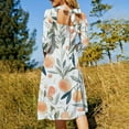 thumbnail image 5 of Watercolor Oranges Leafy Pattern Background Womens Summer Dress Tie Back A Line Flare Dress, 5 of 9