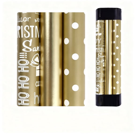 3 Rolls Christmas Wrapping Paper, 16.93′′×118.11" Per Roll, Metallic Polka Dot Xmas Gift Wrap for Holiday & Birthday Present Packaging