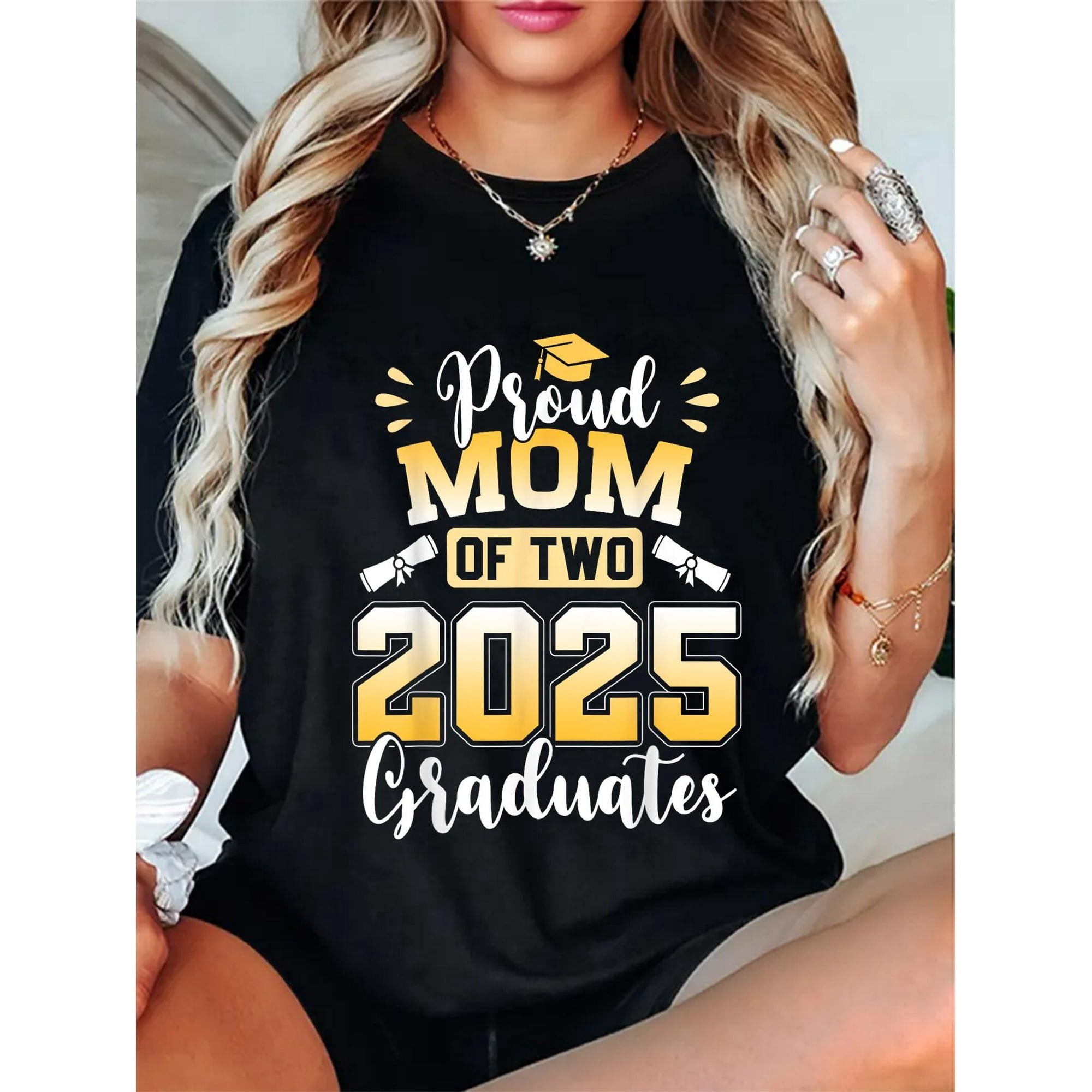Proud Mom Of Two 2025 Graduates Senior Mom Class Of 2025 T-Shirt
