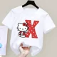 thumbnail image 3 of Camiseta de manga corta de algodón para niños con letras de la A a la Z de Hello Kitty Anime, Sanrio Summer Girly Heart, suave, kawaii, regalo de cumpleaños, camiseta para niños, 3 of 5