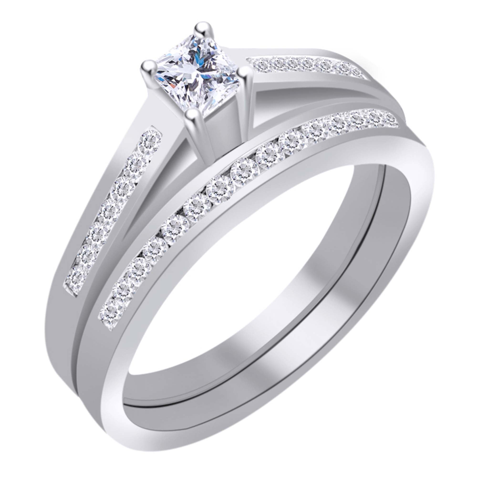 Diamond Wedding Band in 10K White Gold G-H,I2-I3 Size-11 1/10 cttw,