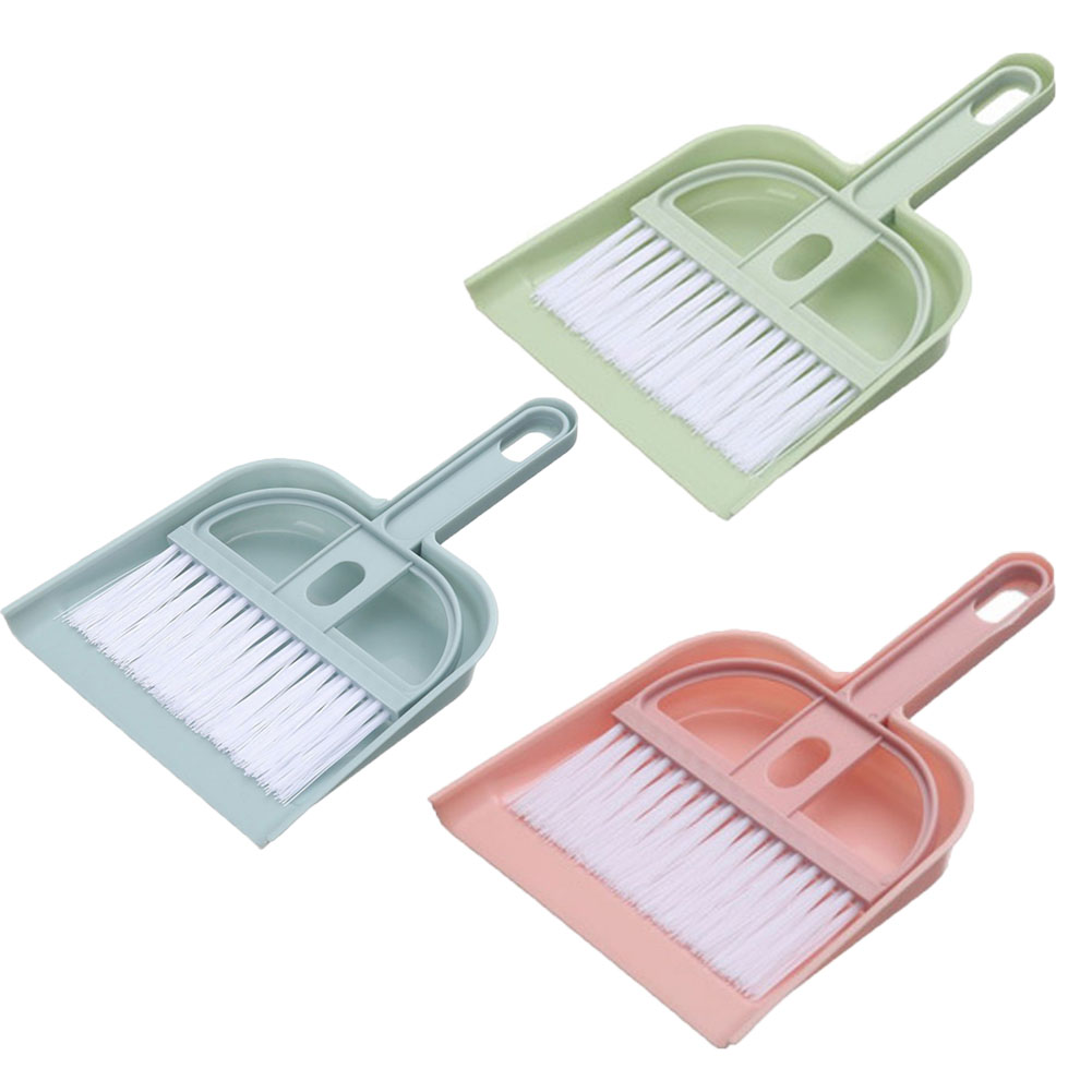 Monfince 3 Pack Small Broom and Dustpan Set for Home Mini Dust Pans