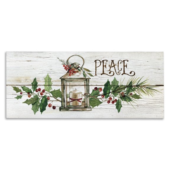 Stupell Industries Farmhouse Peace Winter Berries Canvas Art, 40 x 17, by Carol Robinson