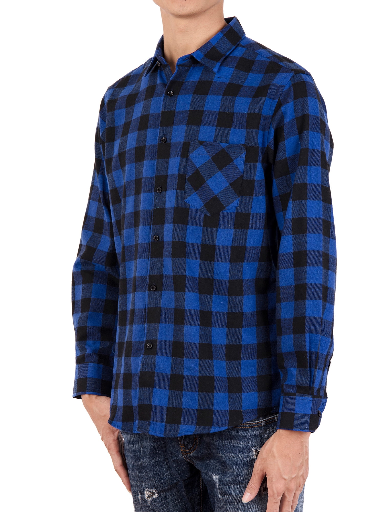 Fubotevic Mens Long Sleeve Plaid Print Button Up Casual Contrast Flannel Checkered Shirt 