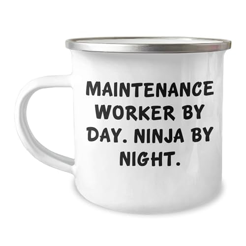 Amangny Maintenance Worker Gifts from Friends - Ninja Maintenance Worker By Day. Camping Mug for Valentine's Day