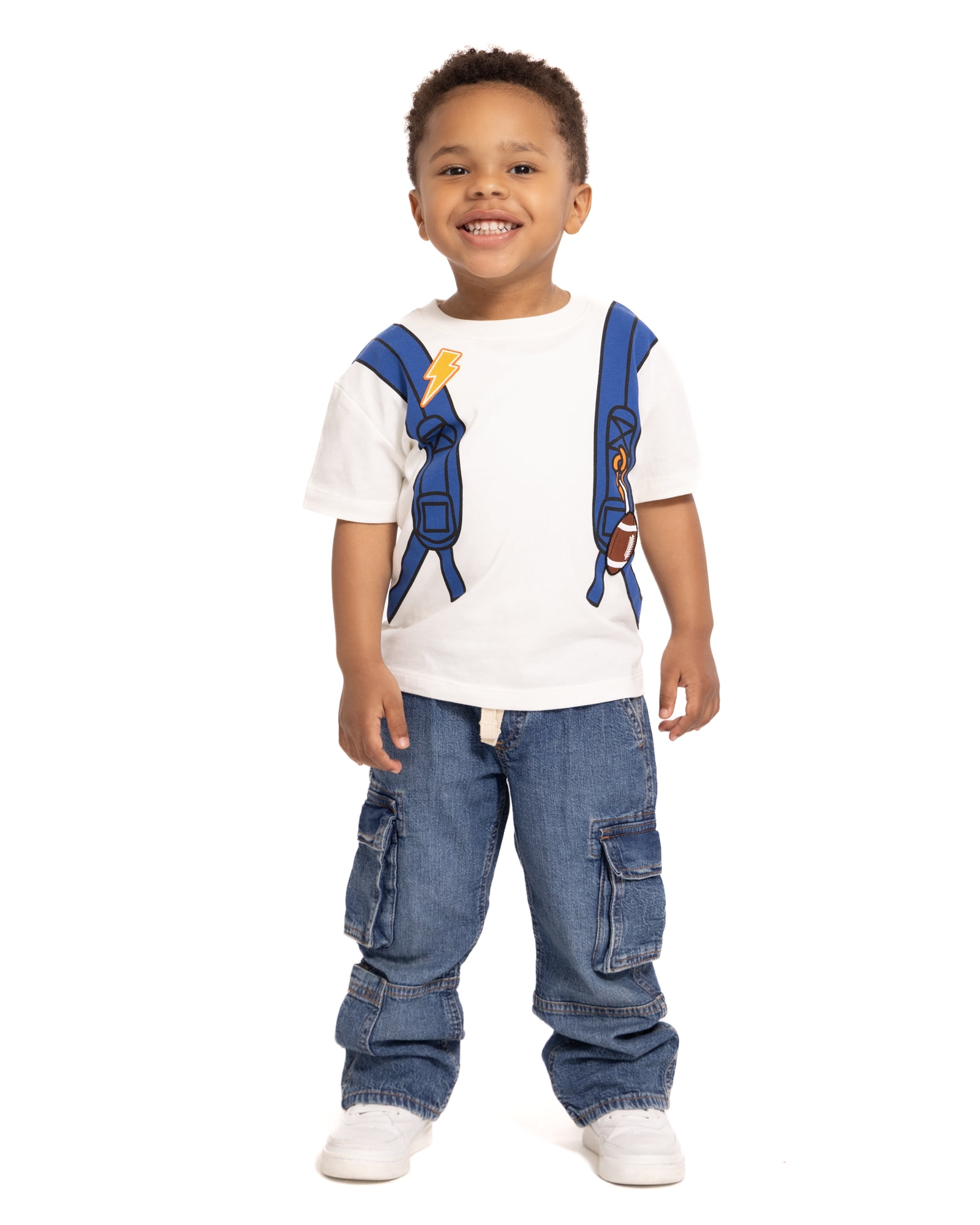 Wonder Nation Toddler Boys Embroidered Patch Graphic Backpack Tee with Short Sleeves, Sizes 12M-5T