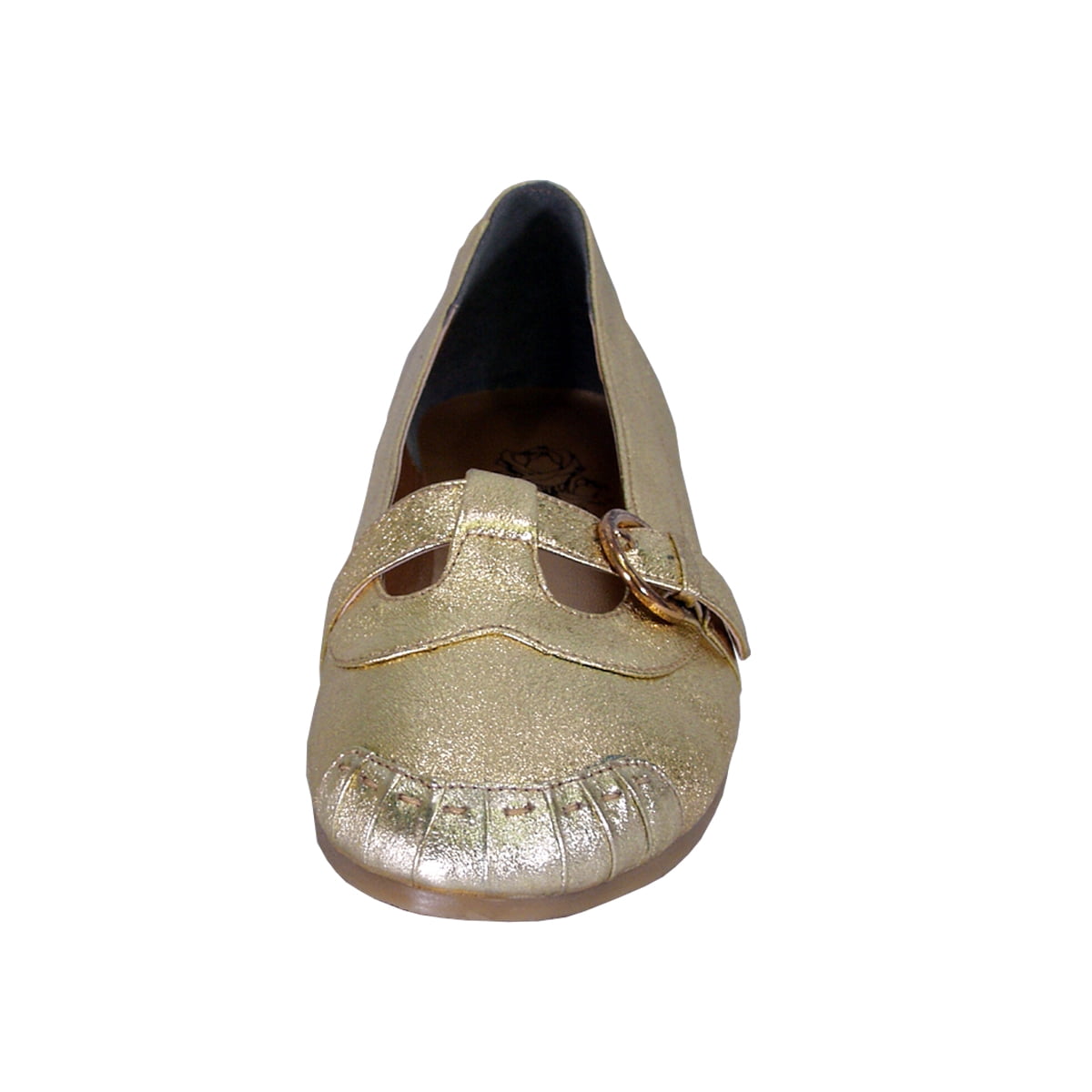FLORAL Catlin Women Wide Width Slip On Casual Comfort Flats with Buckle GOLD 10