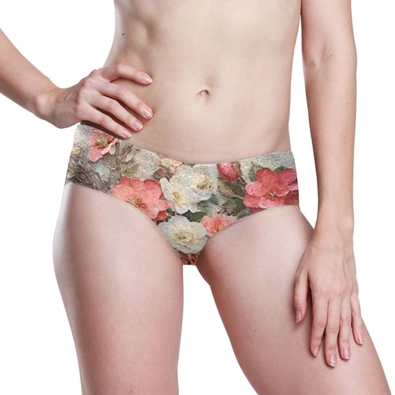 Iauyy Womens Underwear Hipster Flex Panties Dig-Free Fit Breathable Underwear for Women , Soft Roses and Camellias
