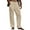 Khaki, variant on LVCBL Men's Summer Loose Casual Linen Long Trousers with Pockets Elastic Waist M-3XL