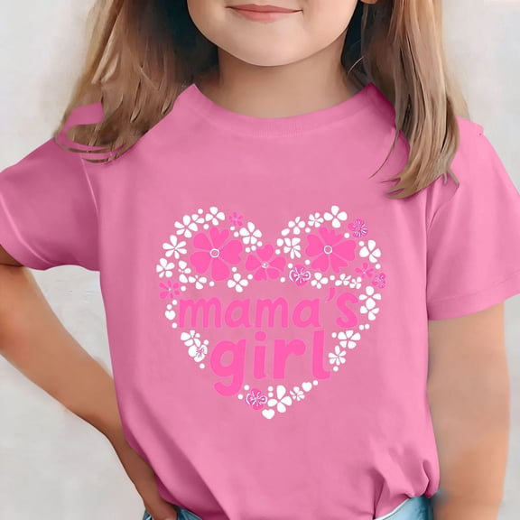 ITSAME Girls Crewneck T-Shirts Mothers Day Print Short Sleeve Summer Loose Casual Tops Pink Size 7-8