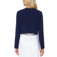 thumbnail image 3 of INSPIRE CHIC Long Sleeve Crop Cardigan for Women's Contrast Trim Collar Bolero Casual Work Tops XS Dark Blue, 3 of 6