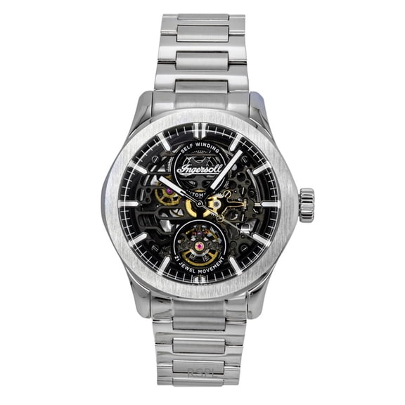 Ingersoll The Bronc Stainless Steel Black Skeleton Dial Automatic I16701 Men's Watch
