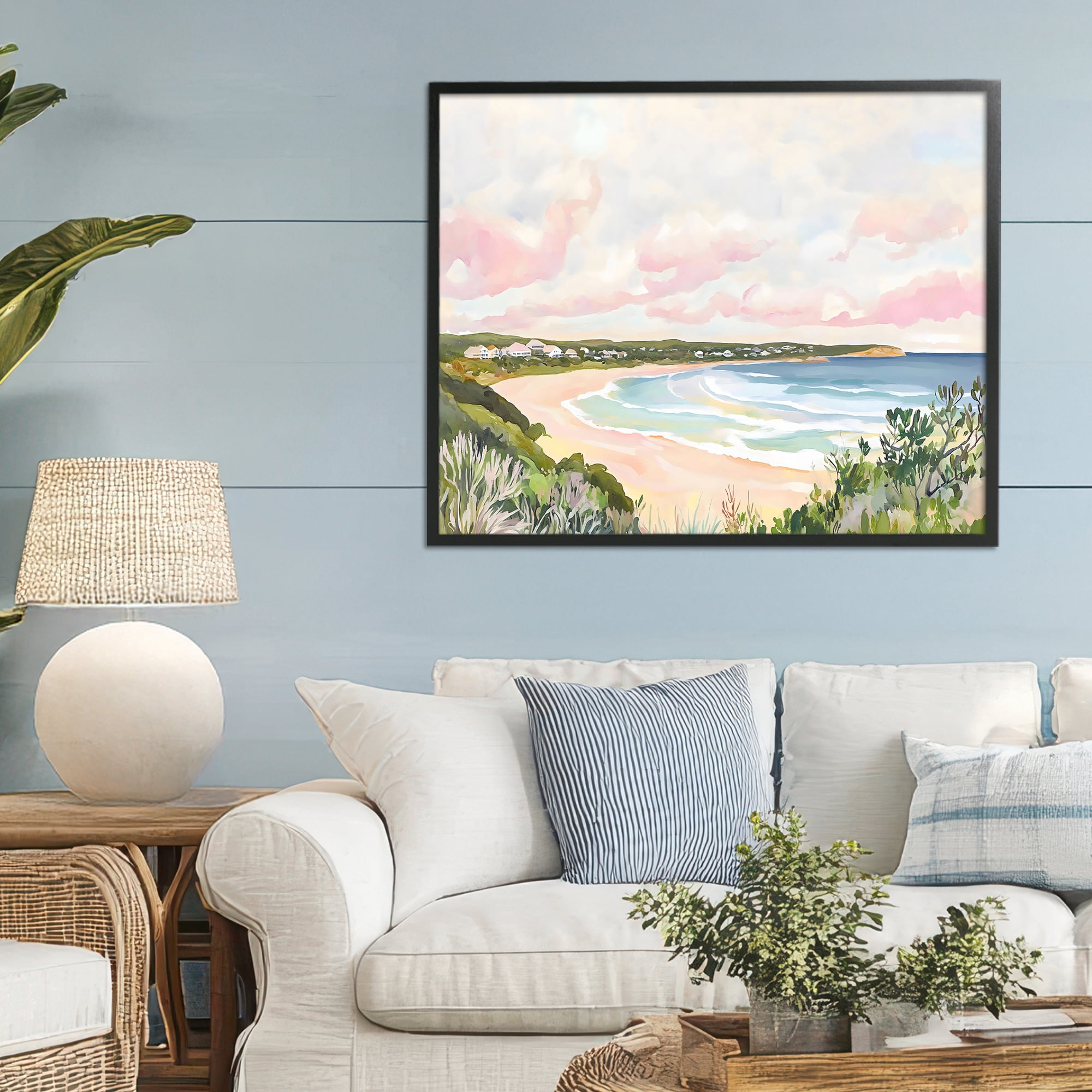 Stupell Industries Serene Sunset Beach Panorama Black Framed Giclee Art, design by The Prints Vibe