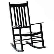 CoSoTower Outdoor Rocking Chair, Patio Wooden Rocking Chair with Smooth Armrests, High Back for Garden, Balcony, Porch, Supports Up To 352 Lbs., Black