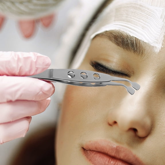 Luxshiny Meibomian Gland Expression Tool Eyelid Tweezer Silver for Travel Use 1Pack