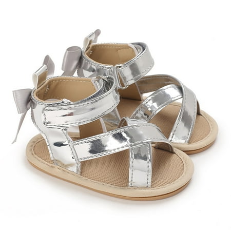 

nsendm Summer Children And Toddler Shoes Boys And Girls Sandals Flat Sole Light Solid Color Open Toe 2c Shoes for Girls Silver 6 Months
