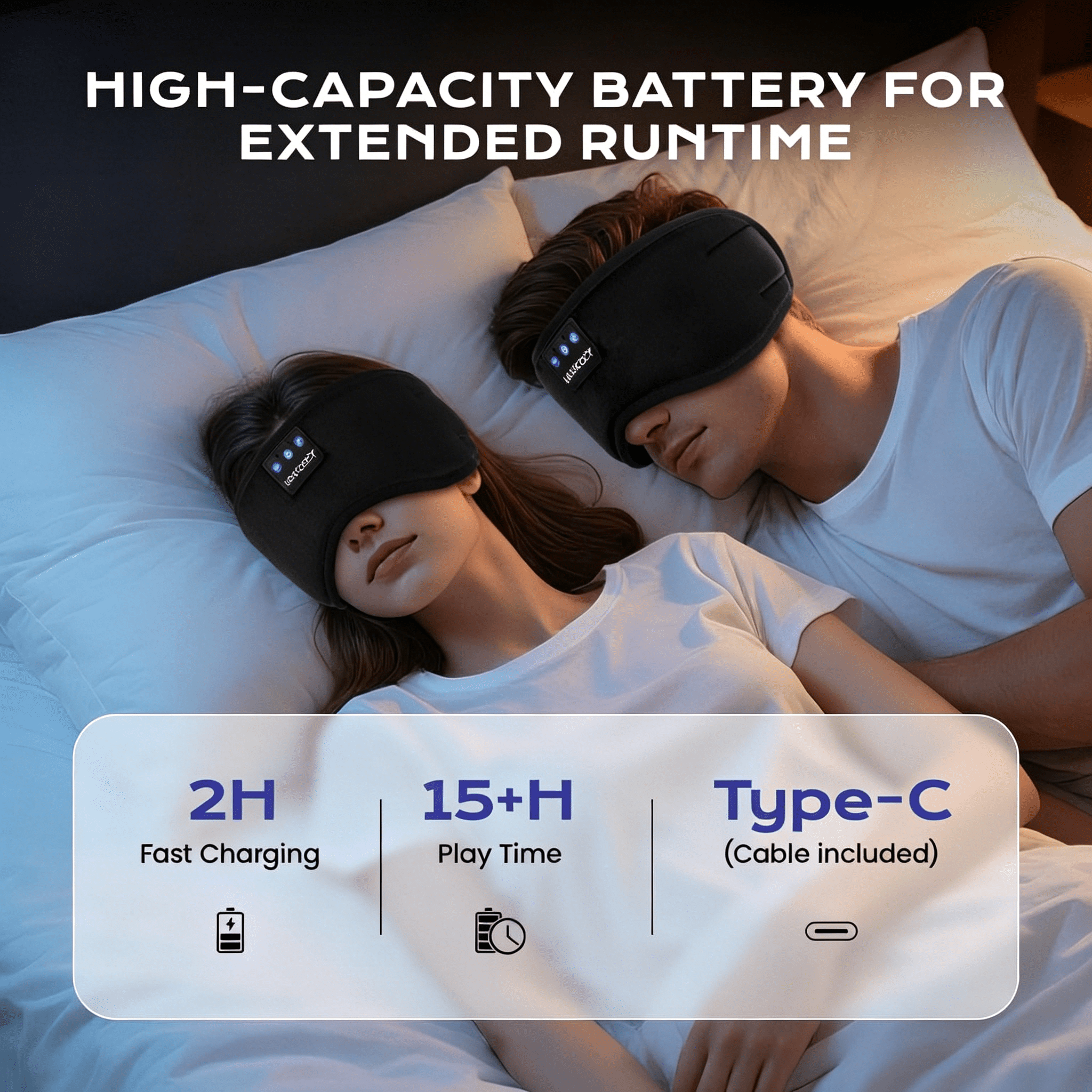 MUSICOZY Sleep Headphones Bluetooth 5.4 Headband Sleeping Eye Mask for Mom Women Men Wireless Music Earbuds Earphones for Side Sleepers Built-in HD Speakers Cool Gadgets Office Travel Meditation Gift