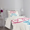 thumbnail image 5 of Ambesonne Party Quilted Bedspread Set 2 Pcs, Classical Calligraphy Writing, Twin Size, Hot Pink Blue, 5 of 6