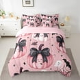 thumbnail image 2 of Feelyou Teen Bowknot Pumpkin Bedding Comforter Set 7-Piece, Black Pink Halloween King Bedding Sets, Kawaii Ghost Bat Reversible Bed Sheets, Super Cozy Room Decor, 2 of 7
