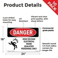 thumbnail image 2 of High Voltage Electrical Room OSHA Danger Rigid Plastic Sign 24 Inch x 18 Inch - 10 Pack, 2 of 8