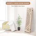 thumbnail image 3 of Tzou 67" Foldable Room Divider - Wooden Privacy Screen with Carved Farmhouse Design, Freestanding Partition for Home Office, Studio & Events (6-Panel Type, No Assembly Needed), 3 of 6