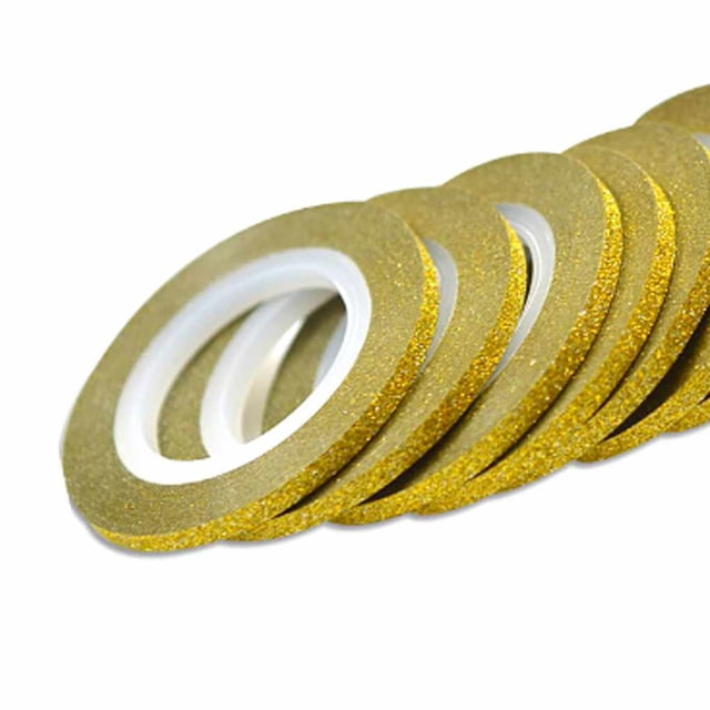 maskred 1 Roll Nail Art Glitter Gold Silver Stripping Line Ribbon Stripes Decor Gold 1mm in width