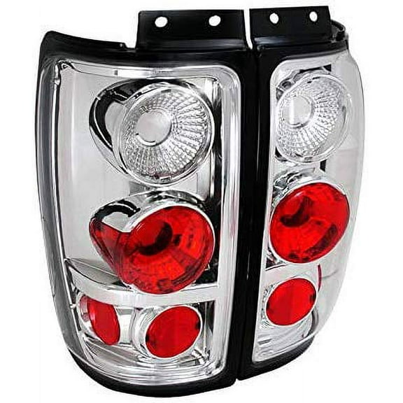 Tail Lights Rear Brake Lamp In Chrome Housing Clear Lens Made For And Compatible With 1997 - 2002 Ford Expedition 97 98 99 00 01 02