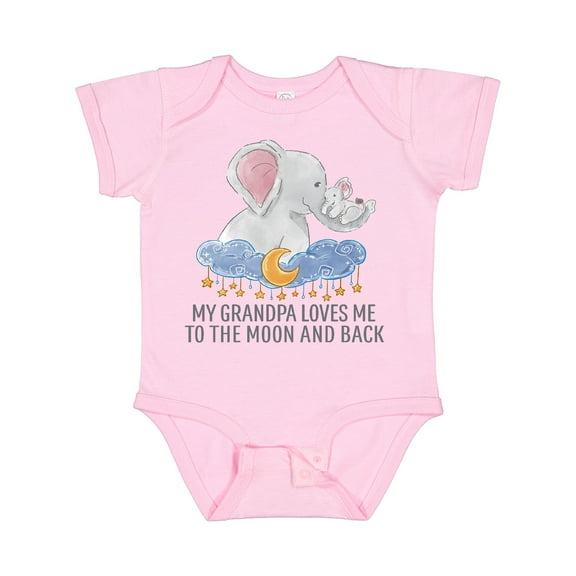 Inktastic My Grandpa Loves Me to the Moon and Back Elephants in Clouds Boys or Girls Baby Bodysuit