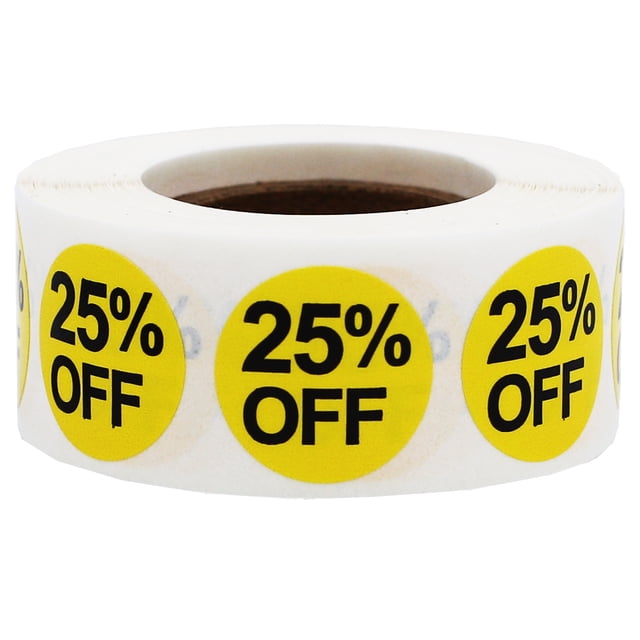Autocollants Ronds Jaunes 25 % de Réduction 0.75 Pouces Pouce Rond Lot de 500