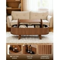 thumbnail image 4 of Fluted Oval Lift Top Coffee Table with Storage, 47" Wood Mid Century Modern Flip Top Coffee Table for Living Room, Walnut, 4 of 18
