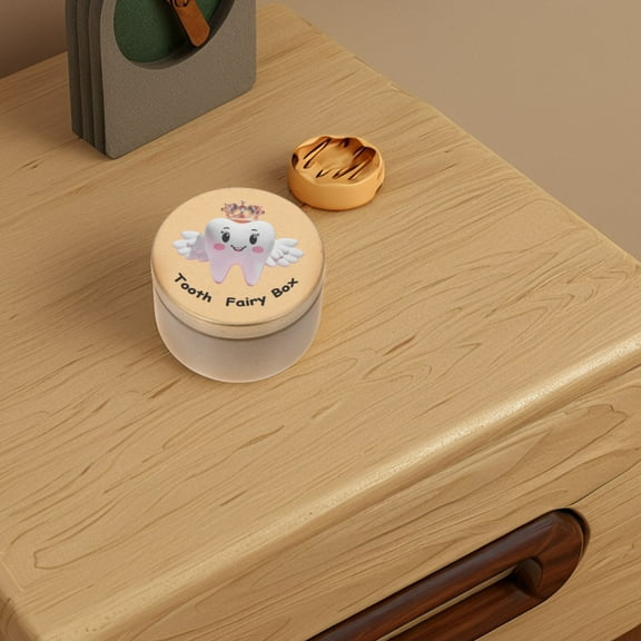 Masteelf Golden Baby Tooth Box Iron Storage for Kids with Cute Fairy Design 3.5x2.5x2 Inches