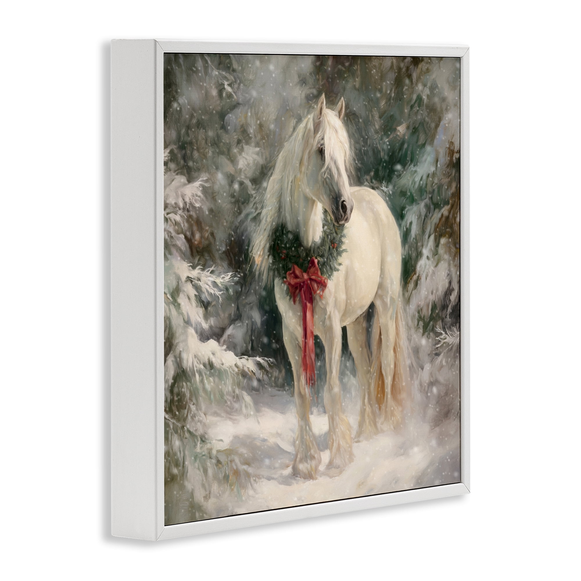 Stupell Industries Pretty Christmas Mare White Framed Giclee Art, design by Tina LeCour