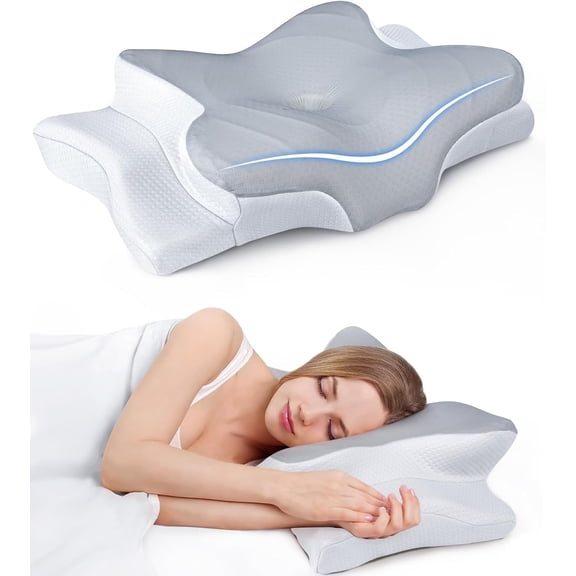 Ultra Pain Relief Cooling Pillow for Neck Support, Adjustable Cervical Pillow Cozy Sleeping, Odorless Ergonomic Contour Memory Foam Pillows, Orthopedic Bed Pillow for Side Back Stomach Sleeper