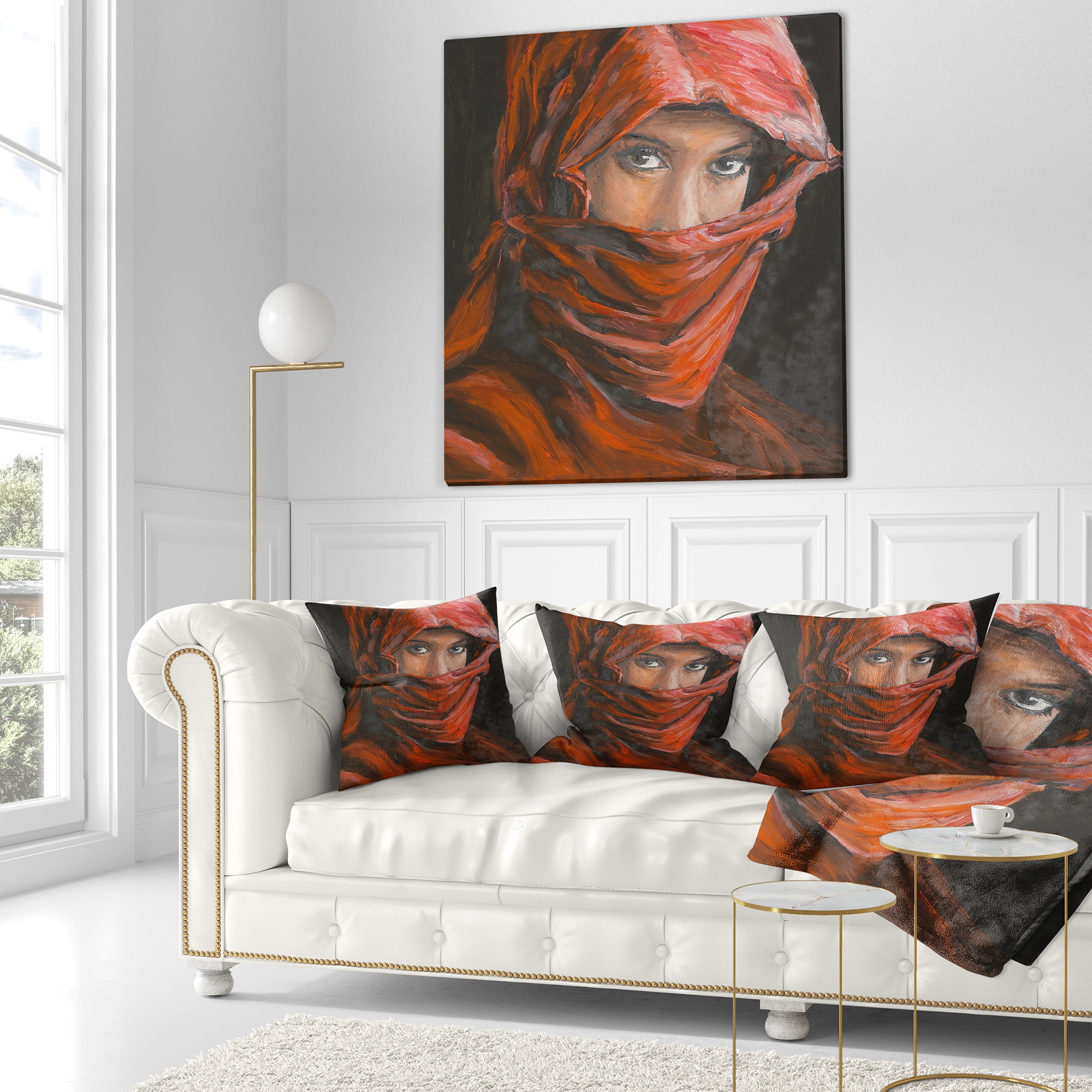 Designart Arabian Woman in Hijab - Portrait Throw Pillow - 18x18