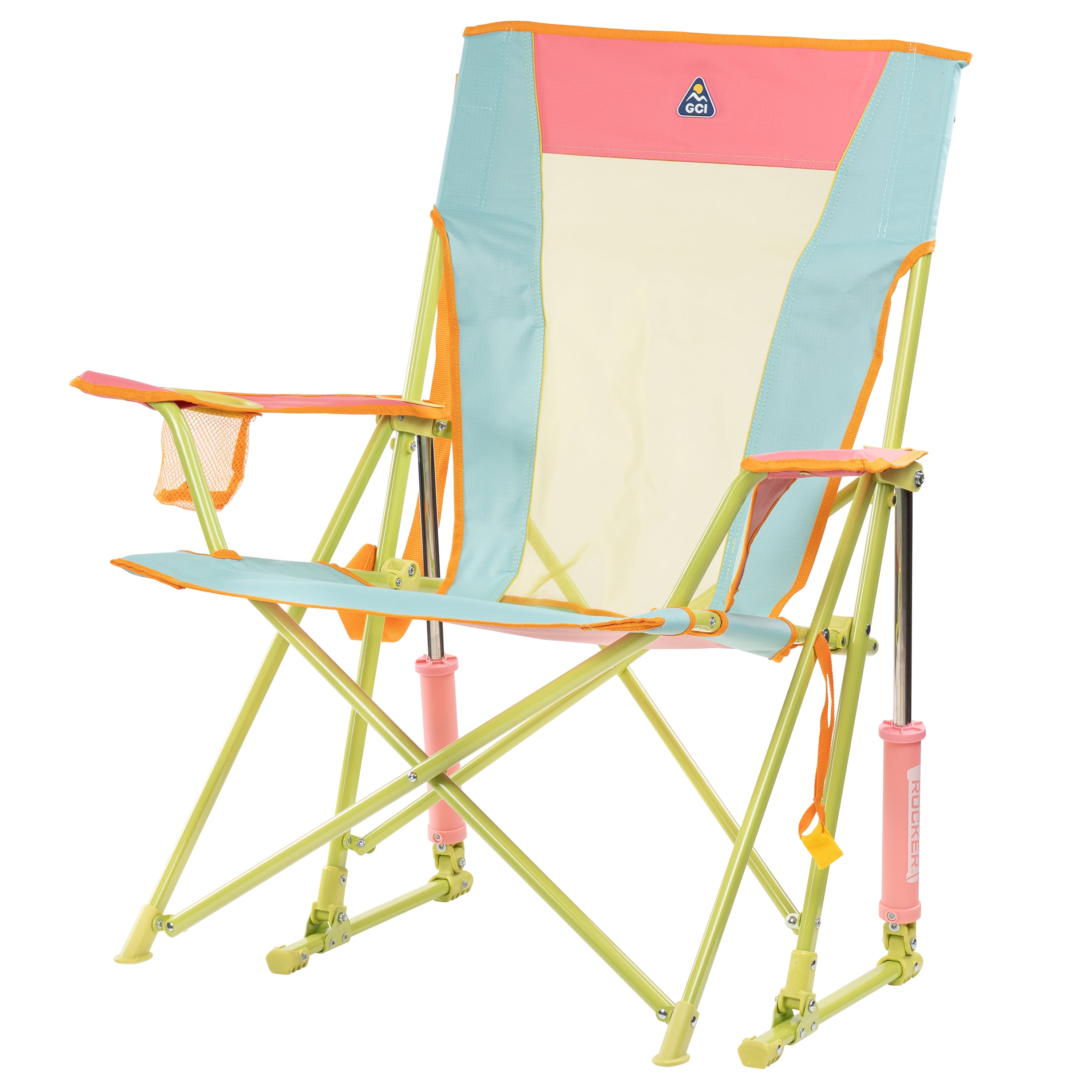 GCI Outdoor Comfort Pro Rocker Rocking Camping Chair with Cup Holder, Sweet Tea