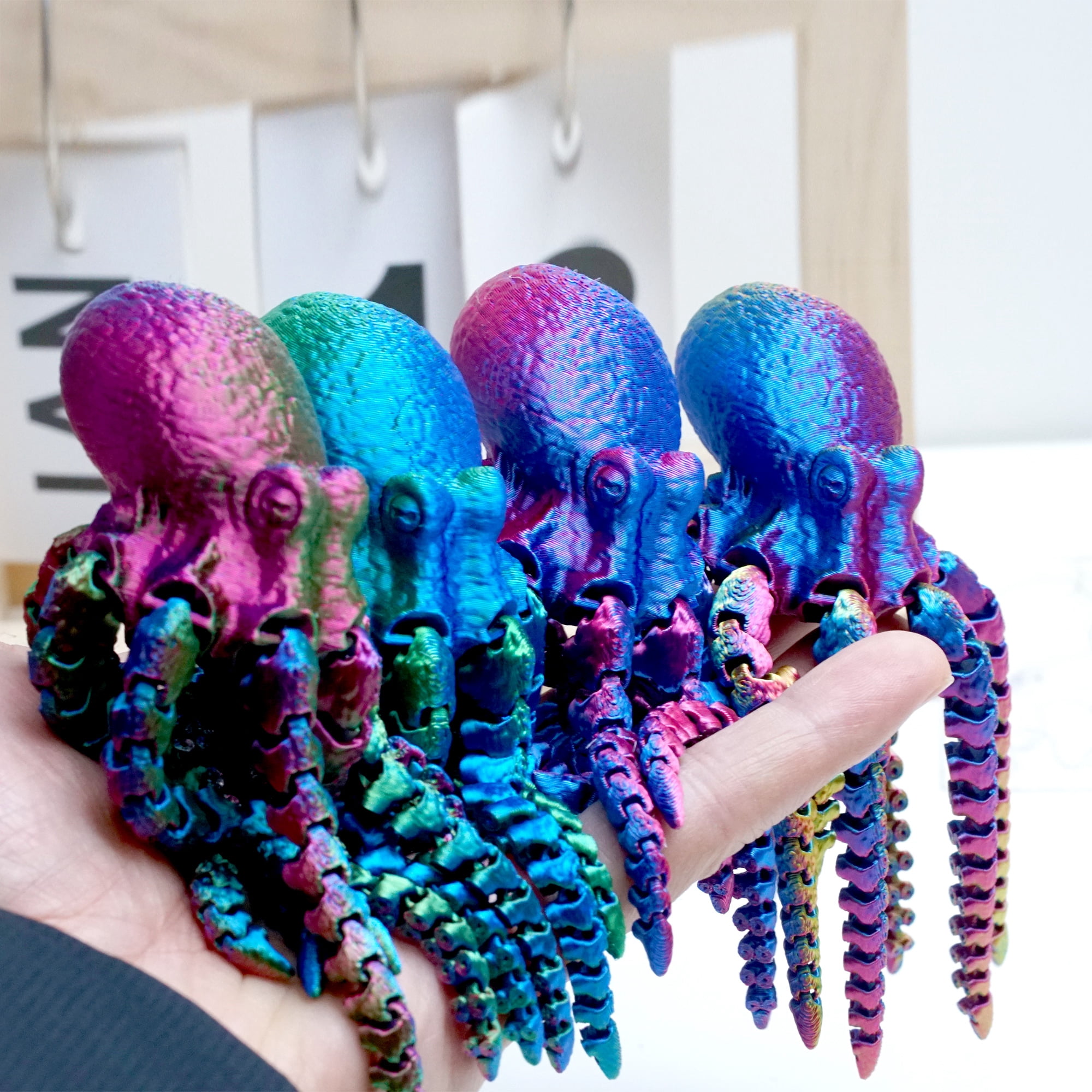 4pcs 3D Printed Octopus,Articulated Models,Flexible Joint Animal Figurines, 3D Printing Stuff Cheap,Stress Relief, Fidget restlessness, ADHD Toys, Surprise Fantasy Gifts