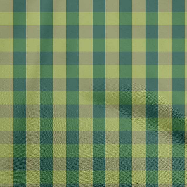 oneOone Silk Tabby Green Fabric Check Sewing Craft Projects Fabric Prints By Yard 42 Inch Wide