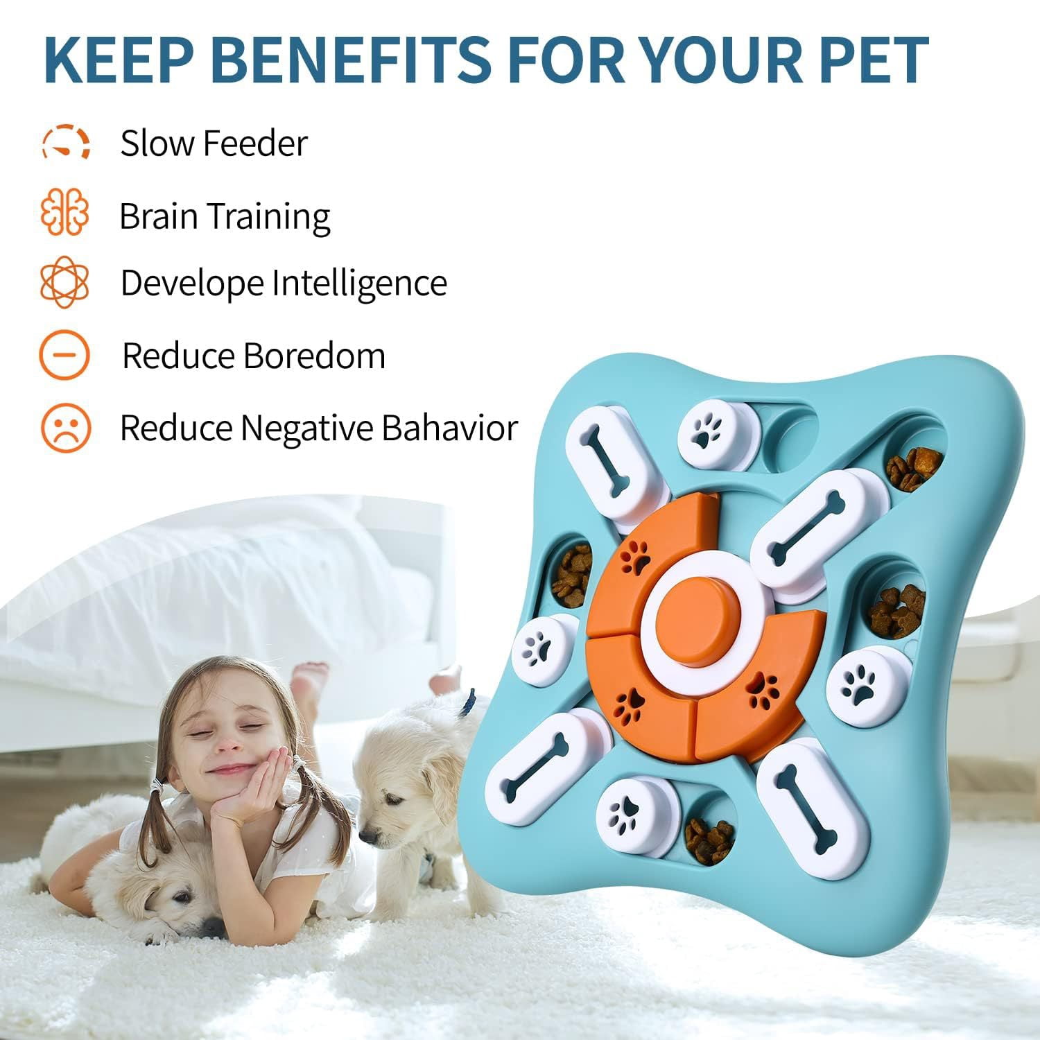 Interactive Dog Puzzle Toy Slow Feeder Treat Dispensing Dog Enrichment Toy for IQ Training Mental Stimulation for Small Medium Large Dogs