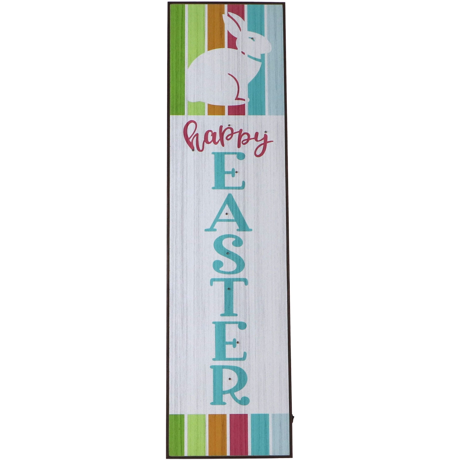 Fraser Hill Farm 45-inch Happy Easter Front Porch Sign with Built-In LED Lights and Bunny, Battery Operated, Spring Porch Leaner, Festive Holiday Decor for Home, Patio, Easter Decor, Multicolor