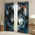 thumbnail image 2 of Manfei 3D Wolf Animal Black Out Curtains, Tribal Dream Catcher Curtains Pack of 2 (42x63 Each), Bohemian Western Wildlife Bedroom Curtains, Living Room Curtains Decor, 2 of 6