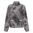 thumbnail image 5 of Jackets for Women Winter Coat Jackets Flannel Stand Collar Jacket(Grey Leaf Geometric Pattern,Size:S-4XL), 5 of 7