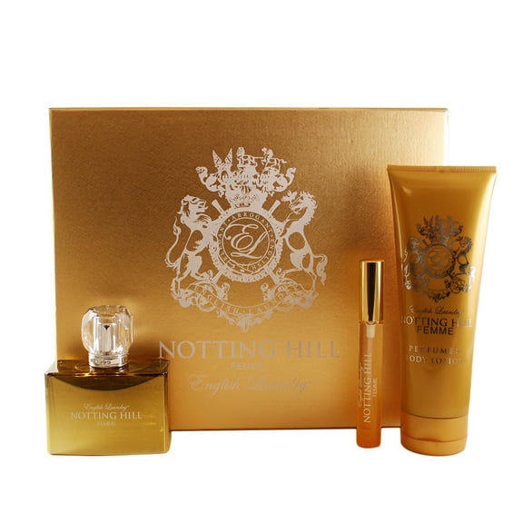 Notting Hill Femme 3 Pc. Gift Set ( Eau De Parfum Spray 3.4 Oz & 0.34 Oz Body Lotion 6.8 Oz ) for Women by English Laundry