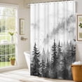 thumbnail image 2 of Grey Misty Forest Shower Curtain Nature Scene Shower Curtains for Bathroom with Mountains Trees, Cloth Fabric Bathroom Decor Set with Hooks Rustic Cabin Woodland Shower Curtain 72 X 72in Ombre Grey, 2 of 6