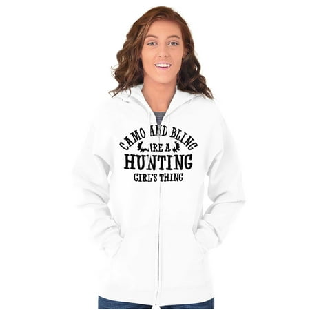 Hunting Girl s Thing Camo and Bling Zip Hoodie Sweatshirt Women Brisco Brands 3X