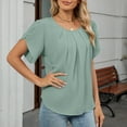 thumbnail image 7 of yillto Women Short Sleeve Blouse Crewneck Pleated Business Casual Tops Summer Work Office Dressy Shirts, 7 of 7