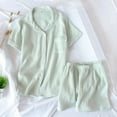 thumbnail image 2 of PMVFHDE Womens Short Sleeve Loungewear Set Comfortable Sleepwear Robe And Shorts Home Outfit&nbsp;Womens Pajamas Set Green，M, 2 of 3