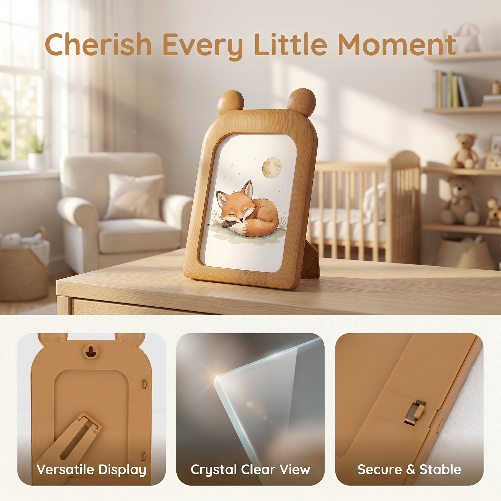 Unique Bargains Minimalist Clear Acrylic Floating Photo Frame Brown Mice 5" x 7"